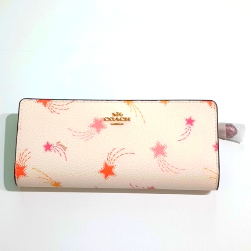New! COACH SLIM WALLET Shooting Star Chalk Multi